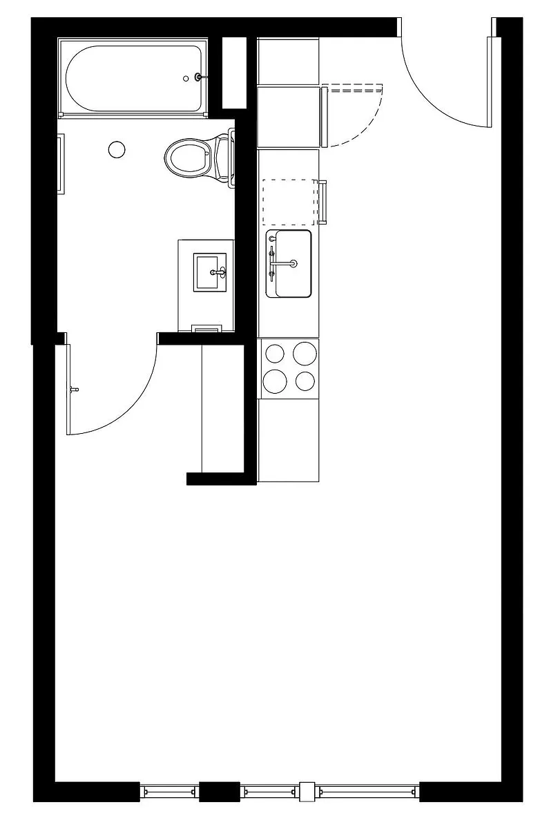 Floor plan Studio 1 Bath S1