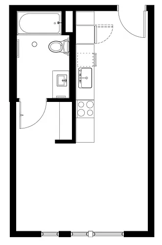 Floor plan Studio 1 Bath S1