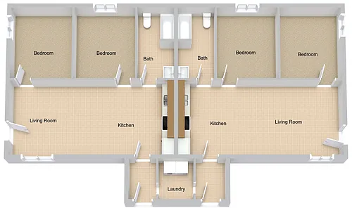 Floor plan Two Bedroom Duplex