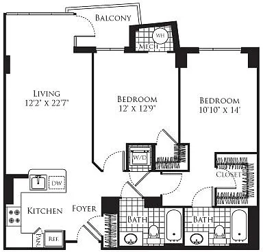 Floor plan 2 Bedroom- 1097