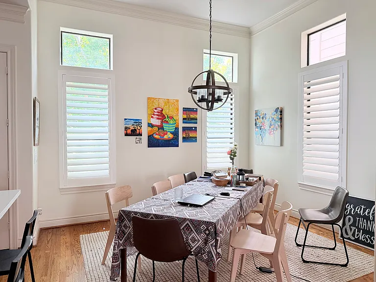 We built new white shutters in the dining room.