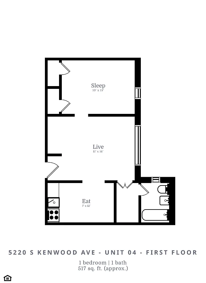 Floor plan 1 Bed | 1 Bath (B10)