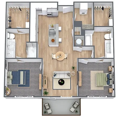 Floor plan B2: 2 Bed 2 Bath