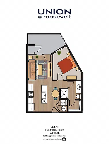 Floor plan A1 1x1 - Phase II