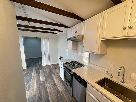 kitchen facing living area