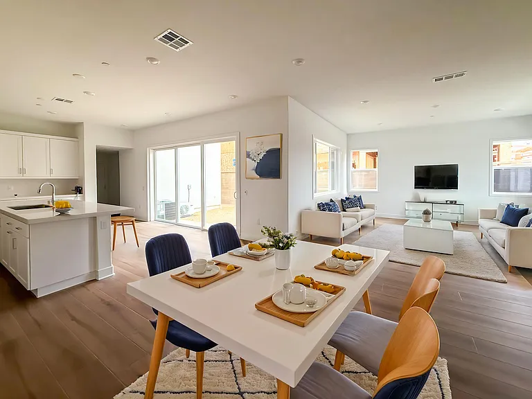 Living Room and Adjacent Kitchen (virtual staging)