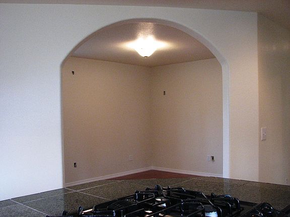 View from kitchen to wired living room