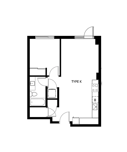 Floor plan 1 Bed 1 Bed 1 Bath 3