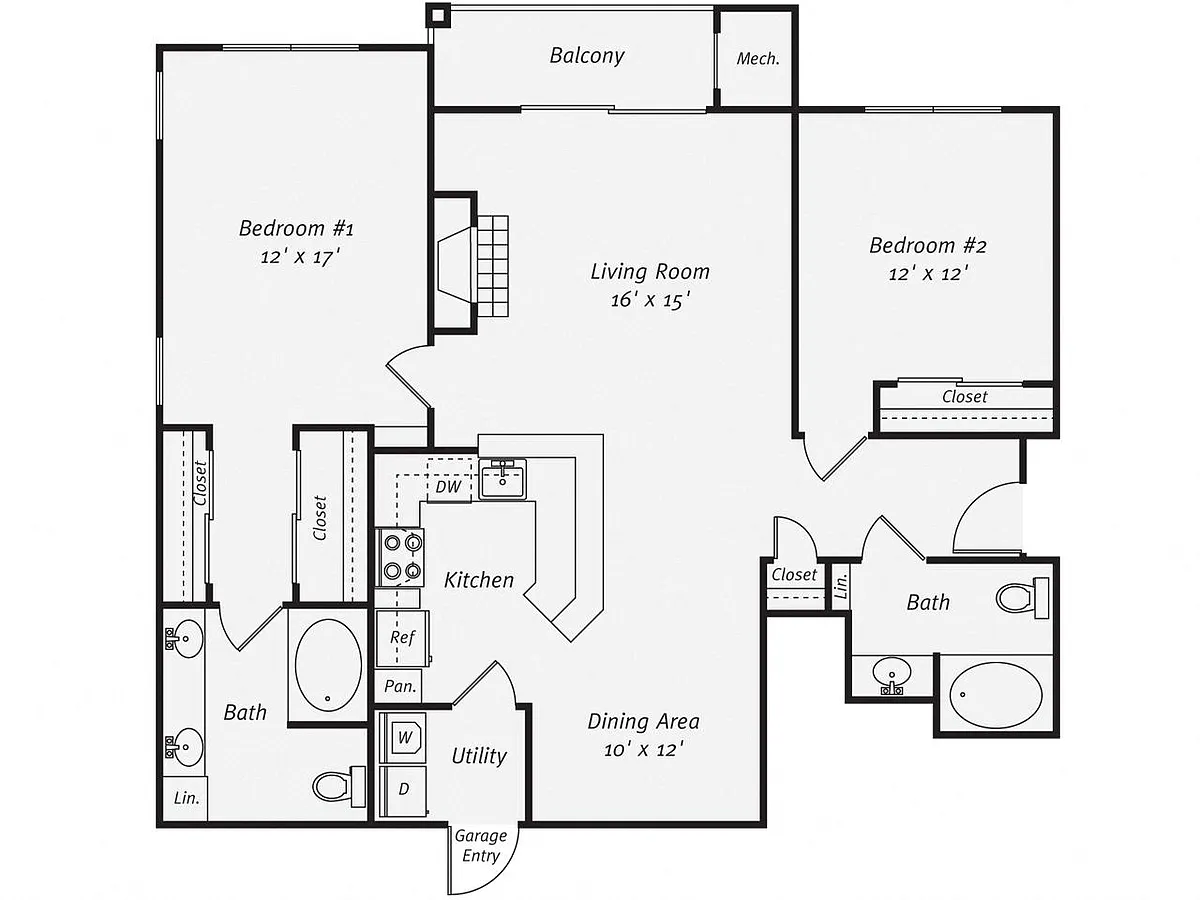 Floor plan 2 Bed/2 Bath-B2G