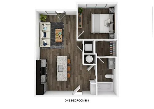 Floor plan B1 1 Bedroom