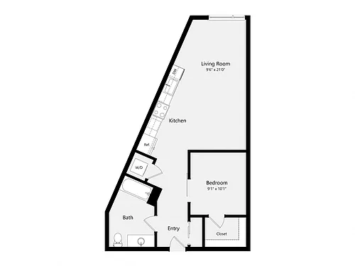 Floor plan Urban One Bedroom A06A
