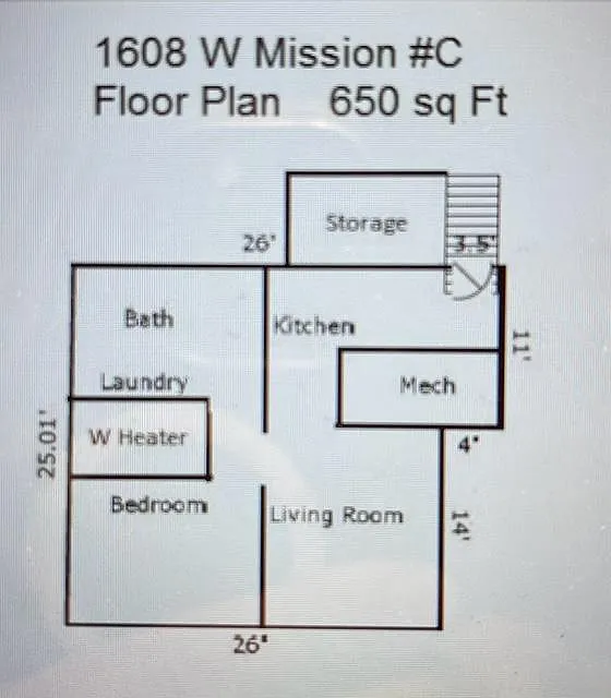 1 bed, 650 sqft, $1,100 — Photo 2