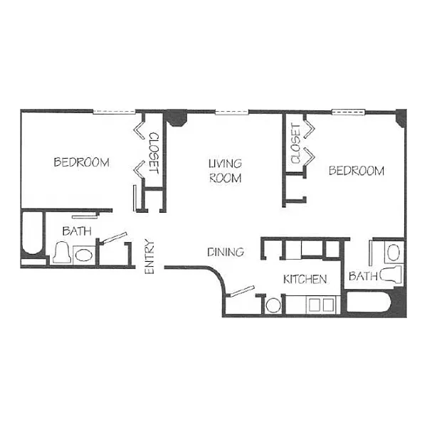 Floor plan 2 Bed 2 Bath Courtyard