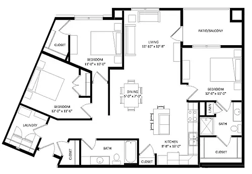 Floor plan 3 Bedroom L