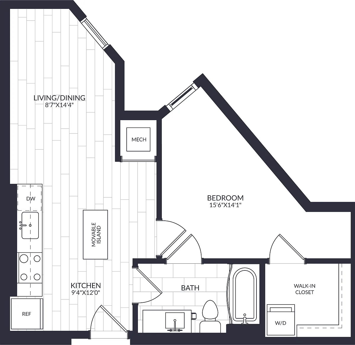 Floor plan 1 Bed/1 Bath-A1-3-0