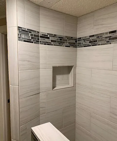 Upstairs bath walk-in shower