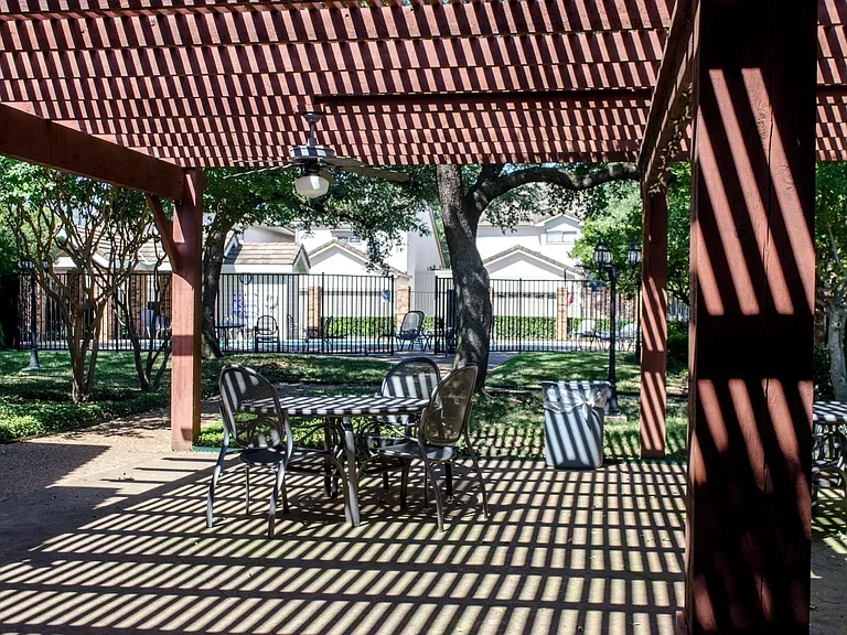 Addison Place clubhouse patio with Pool beyond