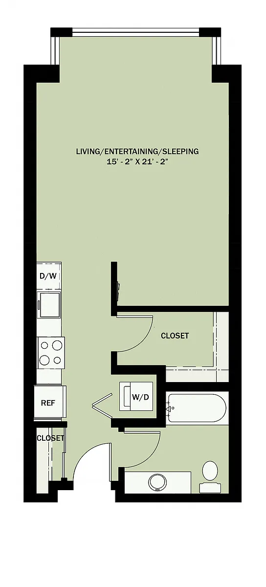 Floor plan Studio 1 Bath Income Qualified A1