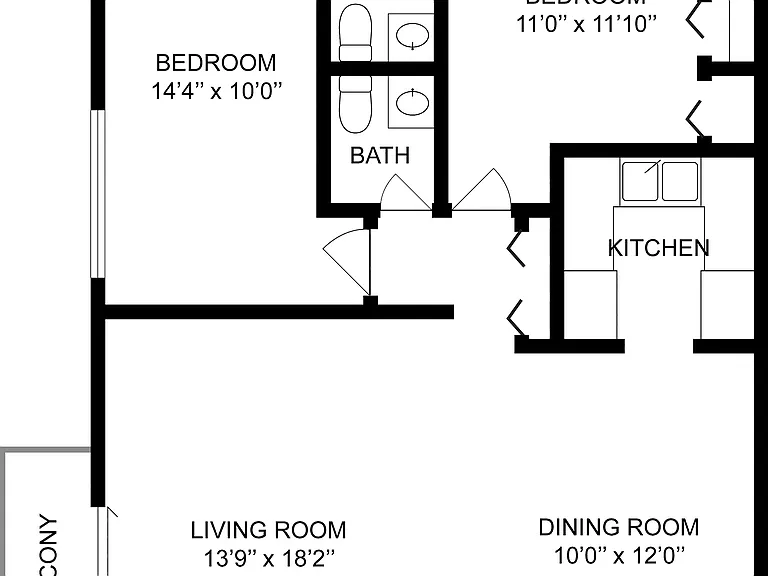2x1.5 | 2-Bedroom Floorplan 2x1.5 | 2-Bedroom Floorplan