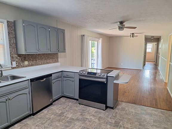 Kitchen open to large dining area