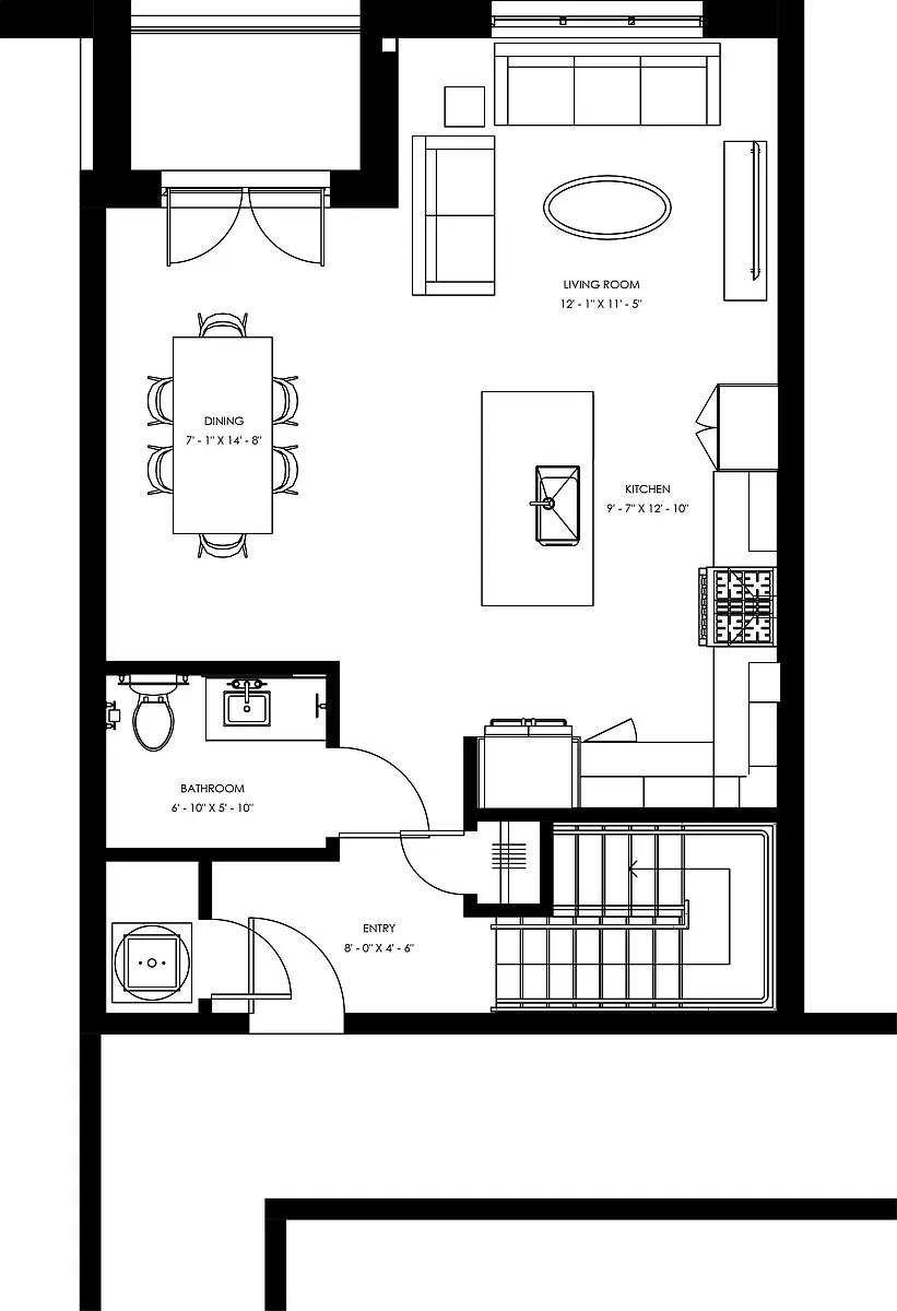 Floor plan TH1 - Two Bedroom Townhome