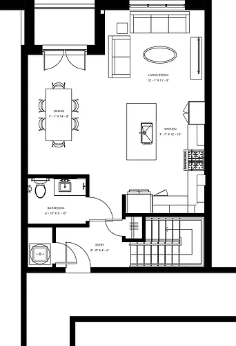Floor plan TH1 - Two Bedroom Townhome