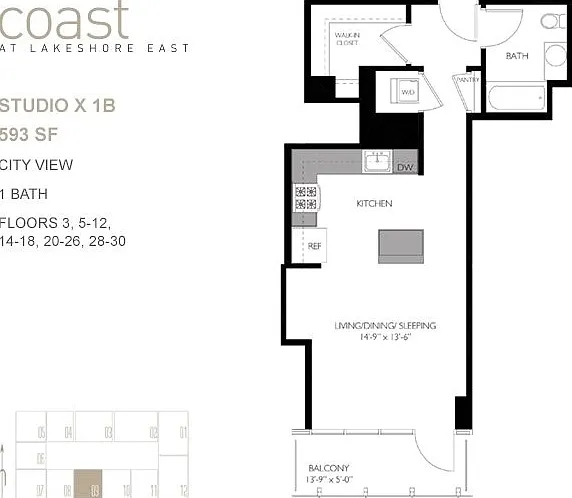 Studio B 593 sq ft