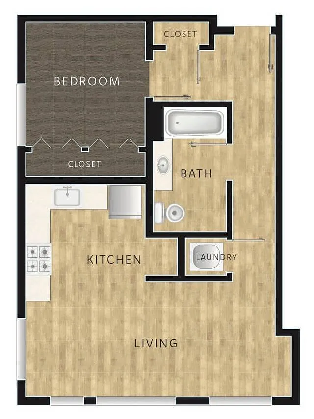 Floor plan 1 Bed, 1 Bath C