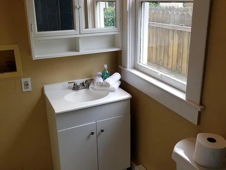 Bath with new; vanity, sink, light fixture, toilet, heater,