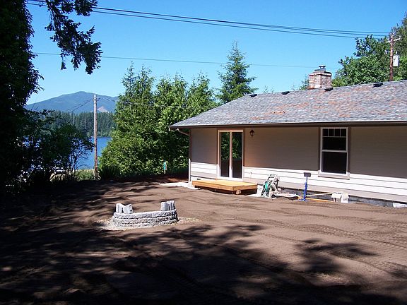 Side of house with lake view just before lawn went in