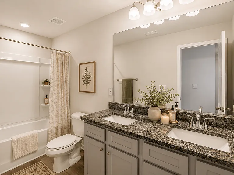 Secondary suite bathroom with a tub and shower combination