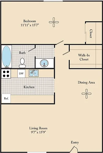 Floor plan 1 Bed / 1 Bath A1