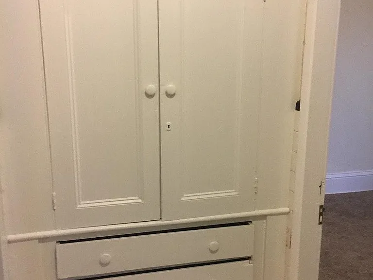 Built in closet in bathroom