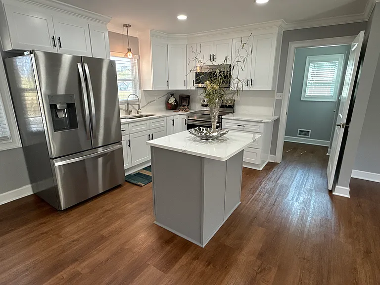 Kitchen to laundry room view.