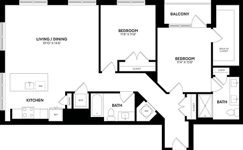 Floor plan 2 Bed/ 2 Bath-C20