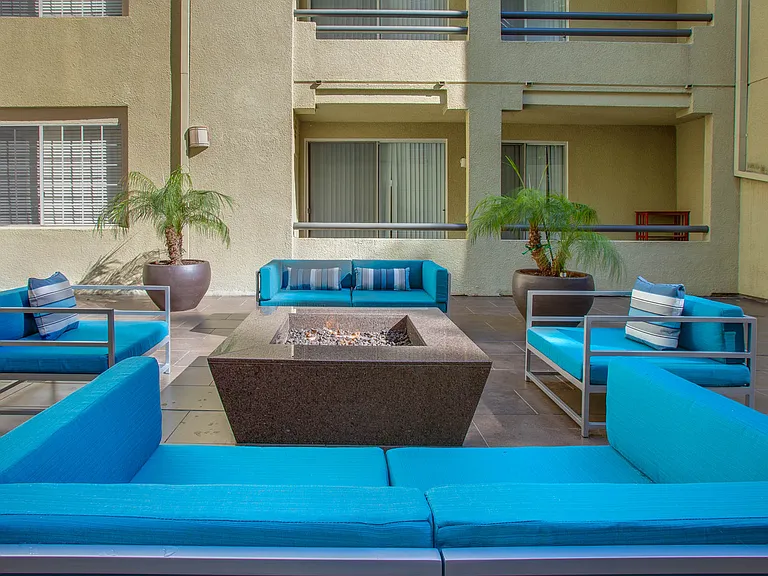 Community lounge furniture and firepit