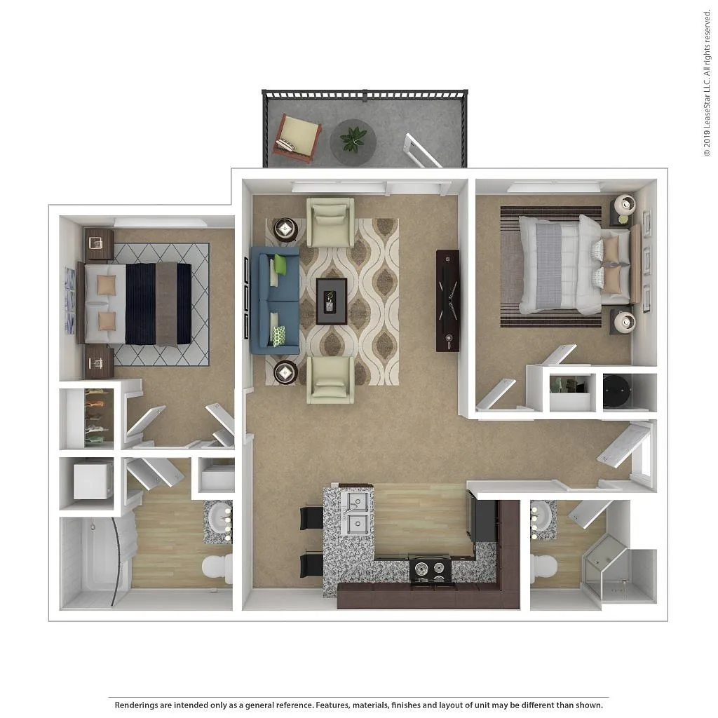 Floor plan 2 Bed 1.75 Bath B2