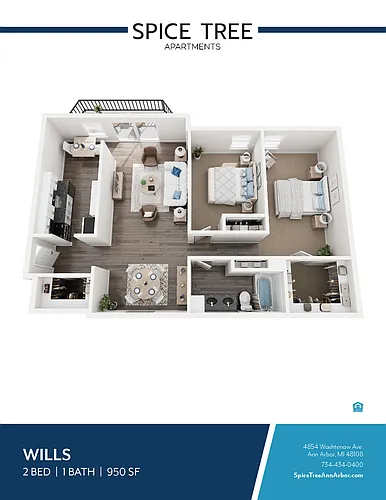Floor plan 2x1 - 2 bdrm lg w/ patio