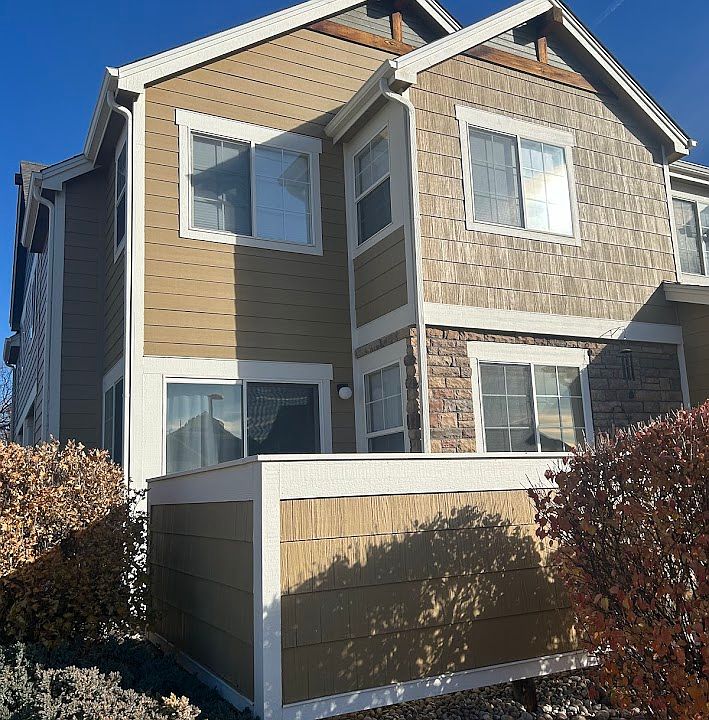 West side facing view of condo.