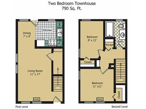 Floor plan Two Bedroom Townhouse