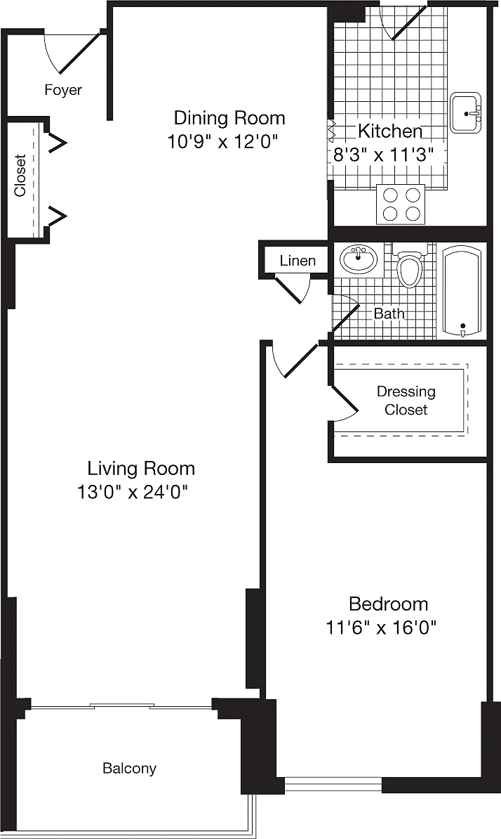 Floor plan 1 Bedroom O