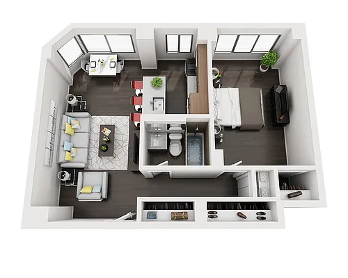 Floor plan One Bedroom A1K