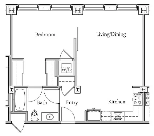 Floor plan 1 BR x 1 BA - C
