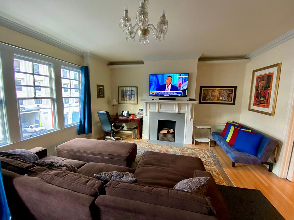 Living room with office desk