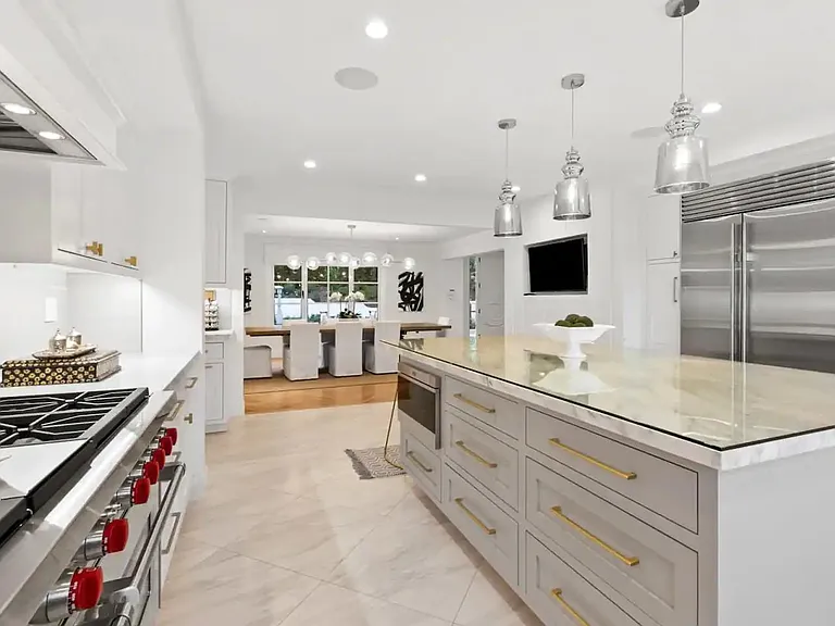 Wolf appliances and large island is amazing for cooking and entertaining.