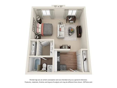 Floor plan Studio | 480 sqft