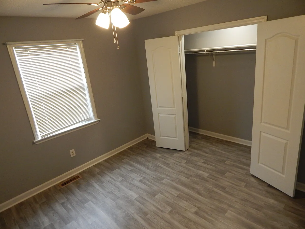 The first bedroom is to the left of the living room as you enter the apartment. This bedroom is on the front of the building. The closet is large, as it is the full length of the room. - 28241 Shannon Dr