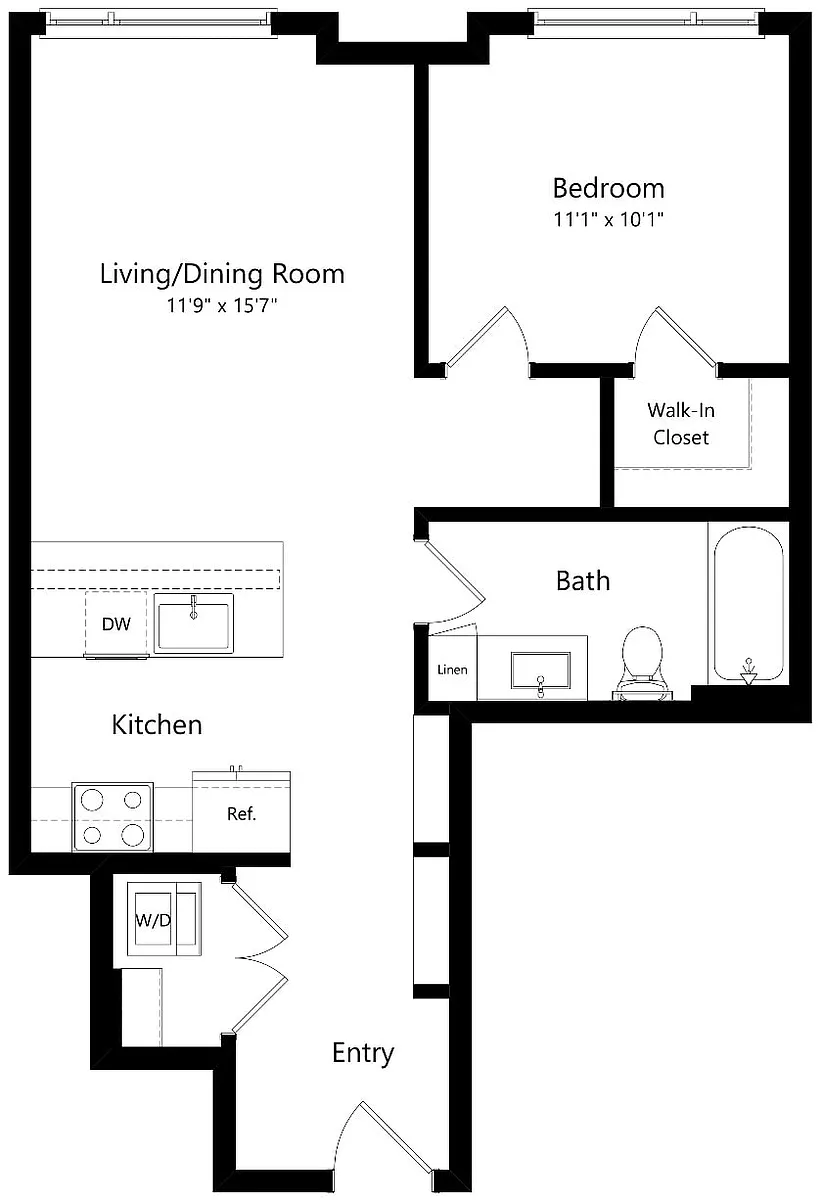 Floor plan One Bedroom A12