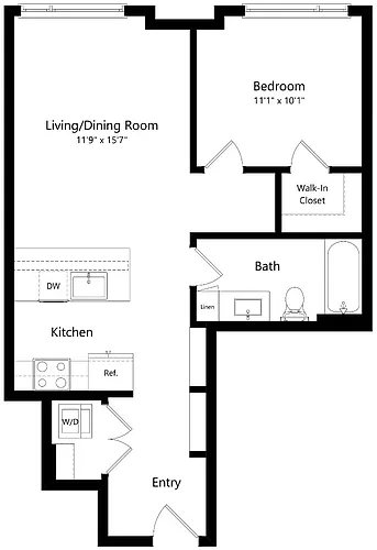 Floor plan One Bedroom A12