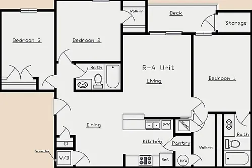 Floor plan Three Bedroom